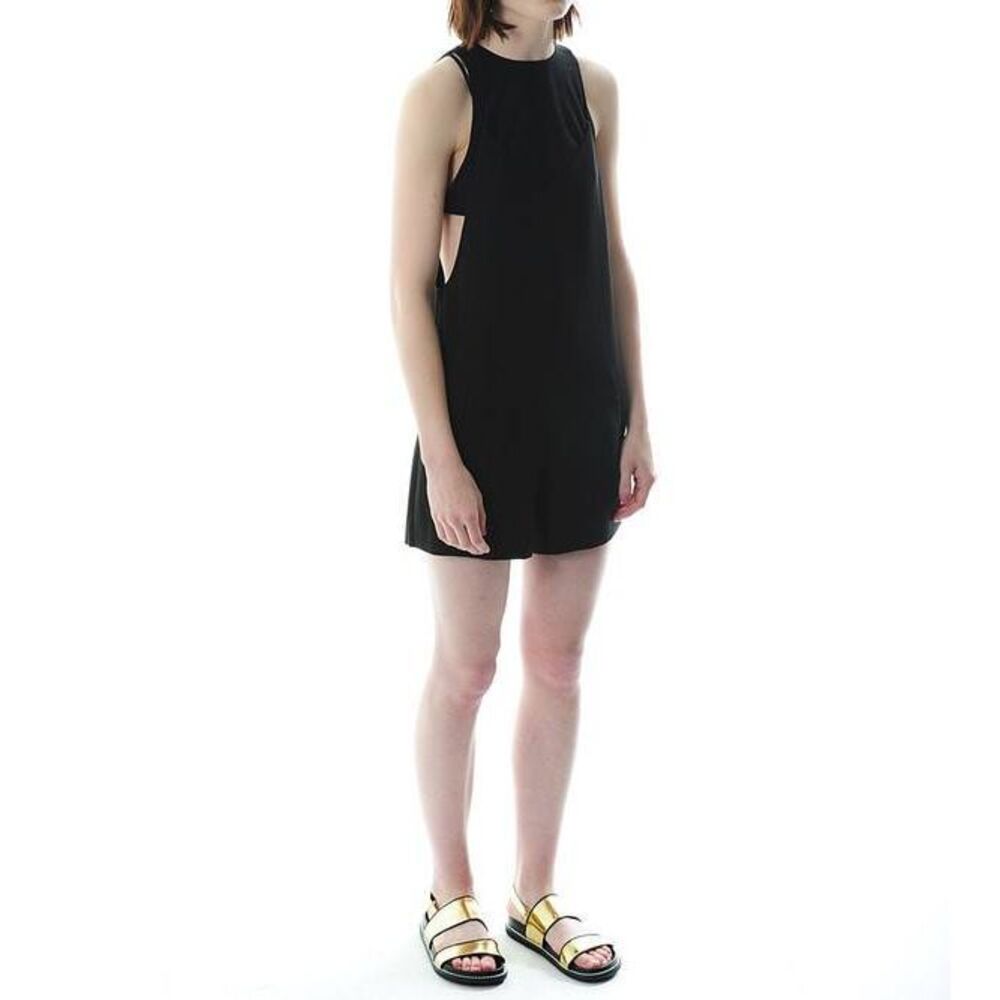 T Alexander Wang Black Poly Crepe Bralette Romper Playsuit Jumper Luxury Designe